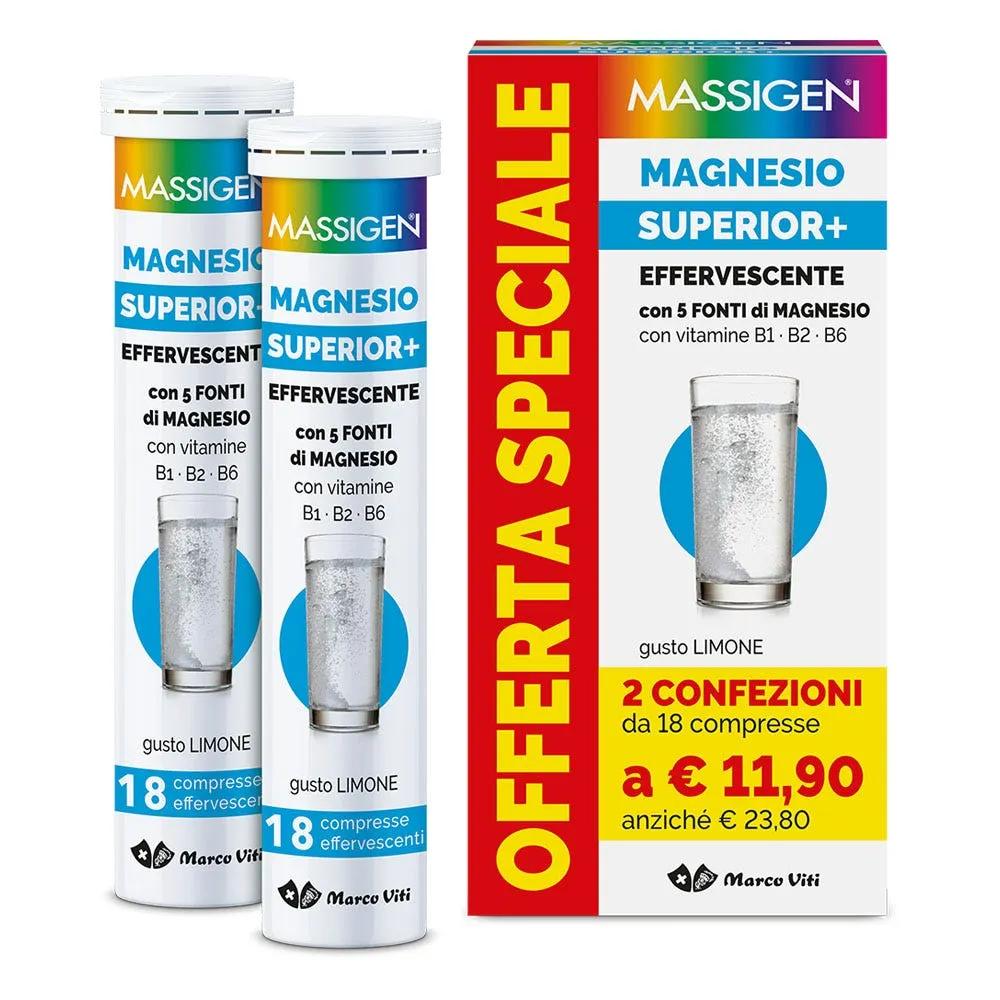 Massigen Magnesio Superior+ Effervescente Integratore 18 +18 Compresse PROMO