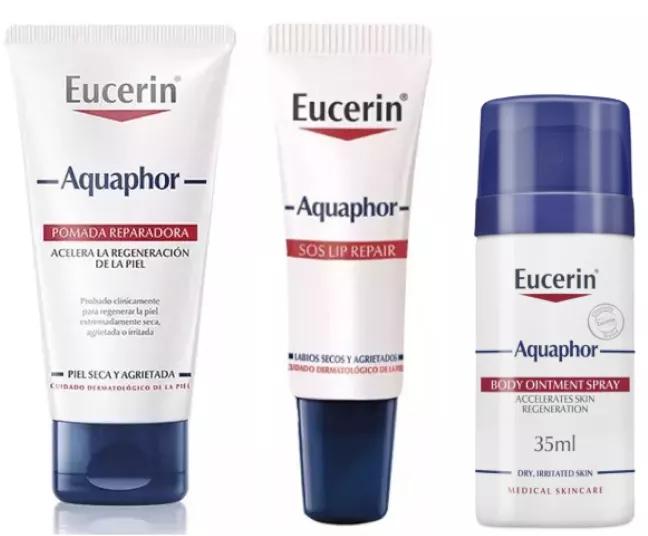 Eucerin Aquaphor Pomada 45 ml + Batom 10 ml + Spray 35 ml