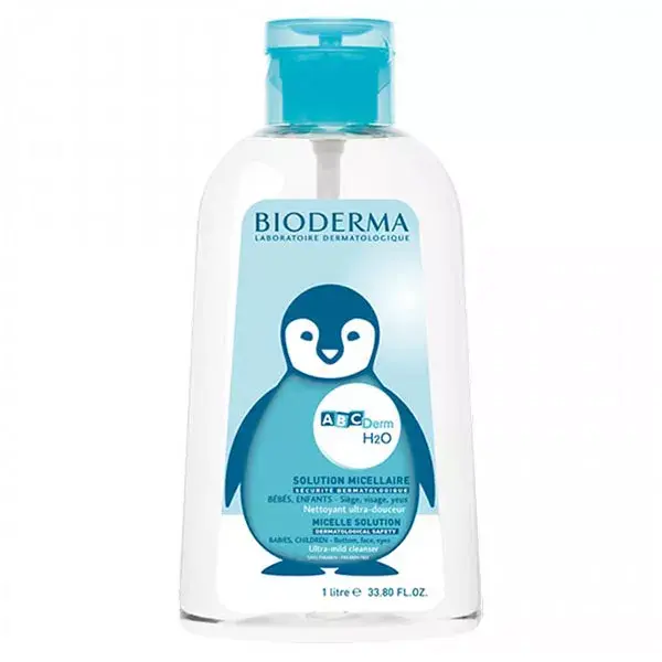 Bioderma ABCDerm H2O Eau Micellaire Ultra Douce Nettoyante Sans Rinçage Bébé 1L