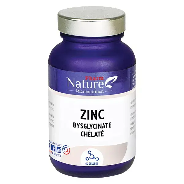 Pharm Nature Micronutrition Zinc Bisglycinate Chélaté 60 gélules