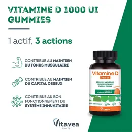 Vitavea Vitamine D 1000 UI Defense naturelles Tonus musculaire 30 gummies