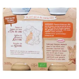 Babybio Repas Midi Pot Panais Jambon +6m Bio 2 x 200g