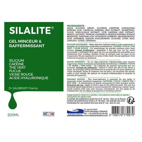 Santé Silice Silalité Slimming and Firming Gel 200ml