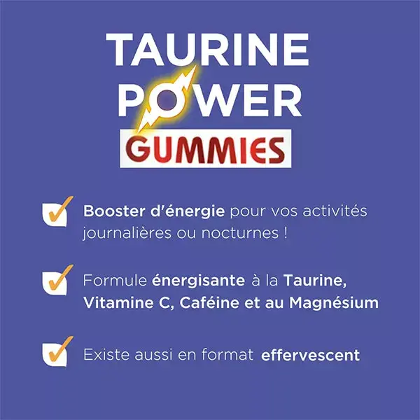 Forté Pharma Taurine Power Gummies Booster d'Energie Caféine Goût Cola 60 gommes