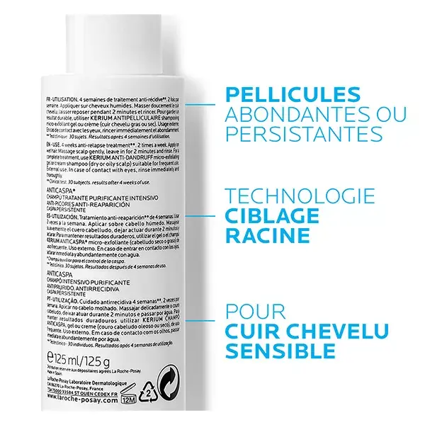 La Roche Posay Kerium Shampoing Antipelliculaire Pellicules Persistantes 125ml