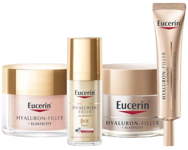 Eucerin Hyalluron Filler+ Elasticity Serum 30 ml + Tagescreme 50 ml + Nachtcreme 50 ml + Augenkontur 15 ml
