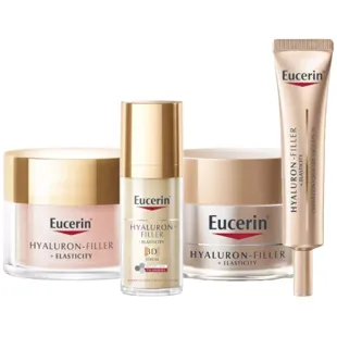 Eucerin Hyalluron Filler+ Elasticity Serum 30 ml + Tagescreme 50 ml + Nachtcreme 50 ml + Augenkontur 15 ml