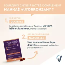 Manhaé - Autobronzant - Teint hâlé sans soleil - Préserve la beauté de la peau - 60 gélules