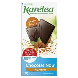 Karéléa Chocolat Sans Sucres Ajoutés Tablette Chocolat Noir Amandes 150g