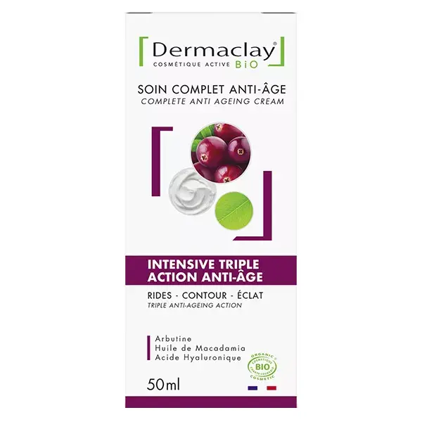 Dermaclay Soin Visage Complet Intensive Triple Action Anti-Âge Bio 50ml