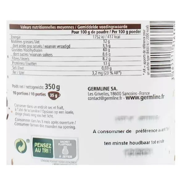 Germline Supermix Petit-Déjeuner Cacao Noisette Bio 350g