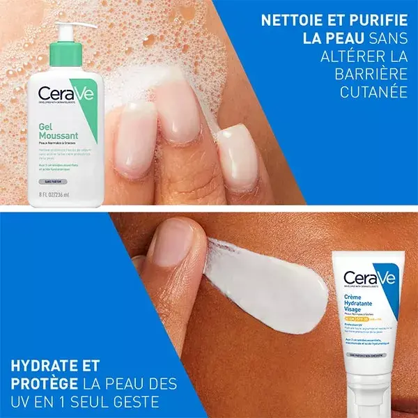 CeraVe Routine Visage Peaux Grasses Gel Moussant 236ml & Crème Hydratante Visage SPF30 52ml