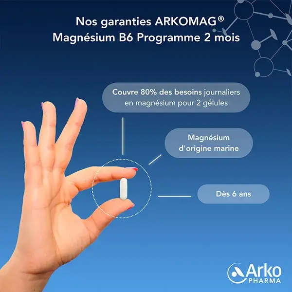 Arkopharma Arkomag Magnésium Vitamines B6 Lot de 3 x 120 gélules