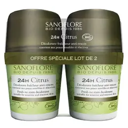 Sanoflore Déodorant Vent de Citrus Roll-On 24h Bio Lot de 2 x 50ml