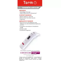 Torm Thermomètre Auriculaire Prise de Température Auriculaire