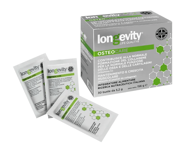 Longevity Osteocare Integratore Benessere Ossa Muscoli e Cartilagini 30 Bustine