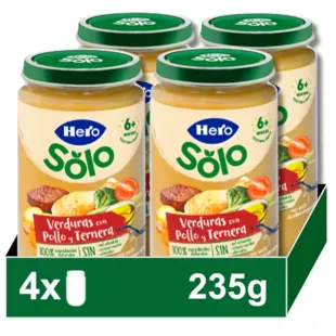 Hero Solo Vegetable Jars with Chicken and Beef +6m 4x235 gr