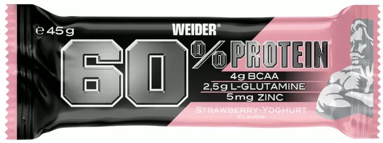 Weider Barre Protéinée 60% Yaourt Fraise 45 gr