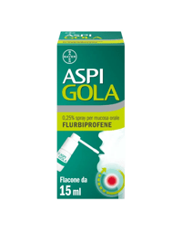 Aspi Gola Spray Antinfiammatorio per Gola Infiammata, Faringite e Mal di gola con Flurbiprofene 15ml