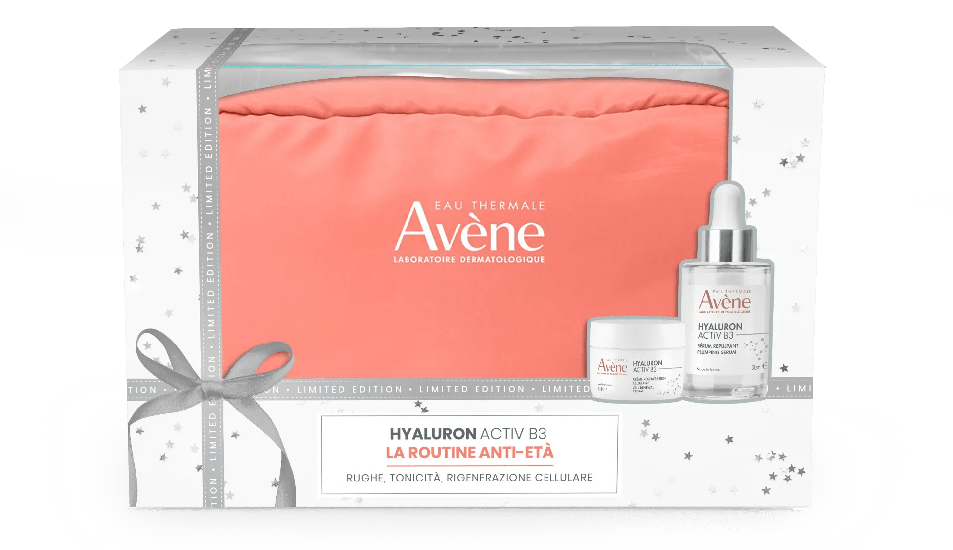 Avene Cofanetto Anti-età Hyaluron Active B3 Siero Concentrato Rimpolpante 30 ml + Crema Giorno 7 ml + Pochette