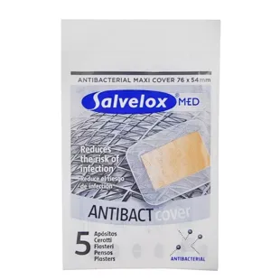 Salvelox Antibact Cover Med 76 x 54 mm 5 dressings