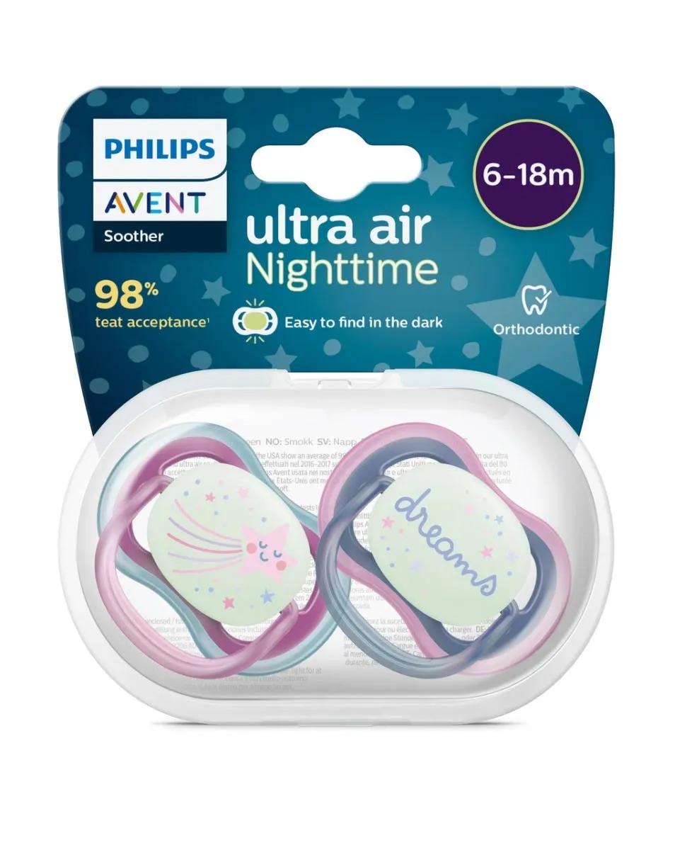 Avent Succhietti Ultra Air Notte Per Bambina 6-18 mesi 2 Pezzi