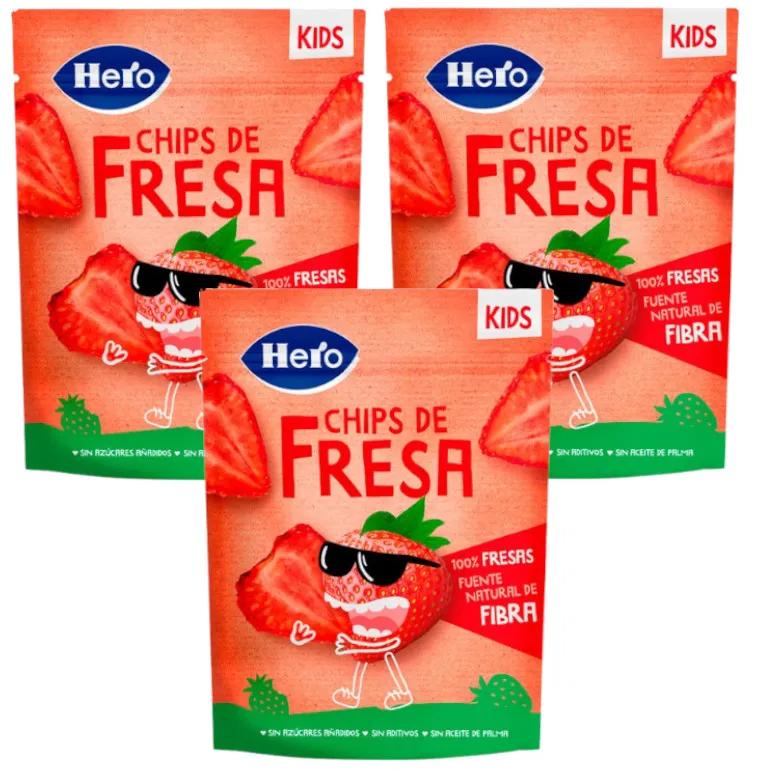 Snack aux chips de fraise Hero Kids +36 mois 3x12 gr