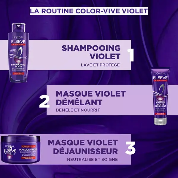 L'Oréal Elsève Color-Vive Maschera Viola Districante Anti-Ingiallimento 150ml