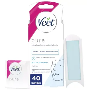 Veet Pure Cold Wax Strips Oberlippe für empfindliche Haut 40 Einheiten