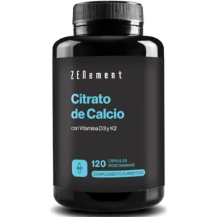 ZENement Citrato de Calcio con Vitamina D3 y K2 120 Cápsulas Vegetarianas
