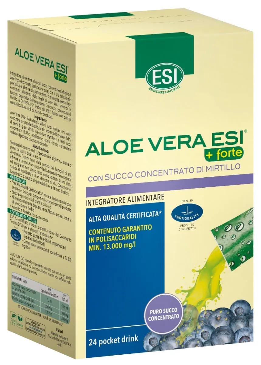 ESI Aloe Vera Succo + Forte Mirtillo Integratore Depurativo 24 Pocket Drink