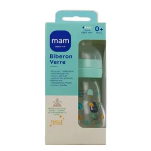 MAM Biberon Primi mesi Vetro 170ml Tettarella Misura 1 Bianco