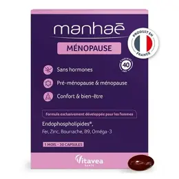 Manhaé Ménopause et Pré-Ménopause - Acide Folique, Omega 3 - 30 Capsules - 1 mois