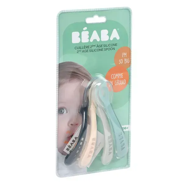 Béaba Repas Set de 4 Cuilllères Silicone 2ème Âge 