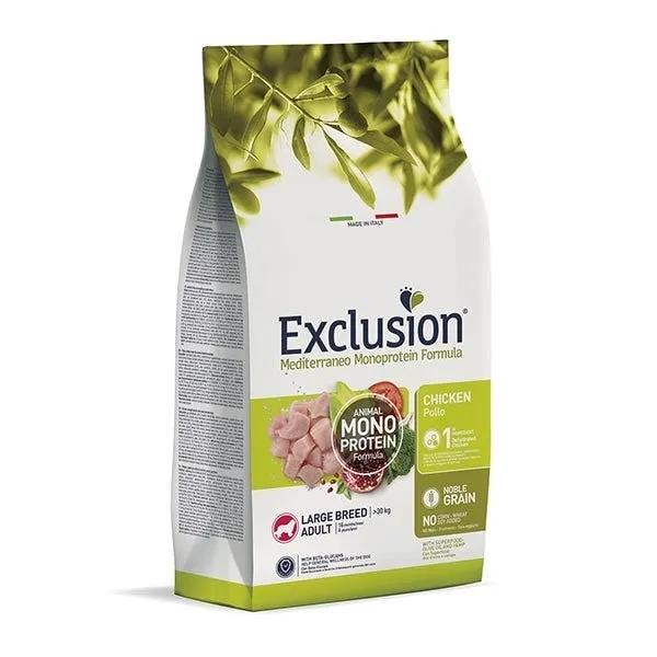 Exclusion Mediterraneo Monoprotein Noble Grain Crocchette Pollo Per Cani Adulti Taglia Grande Sacco 12Kg