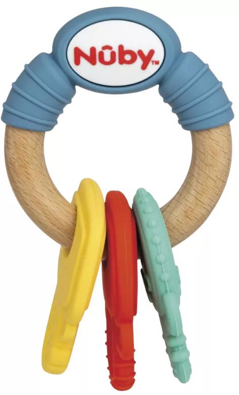 Nûby Wood and Silicone Teether +3m Keys