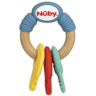 Nûby Wood and Silicone Teether +3m Keys