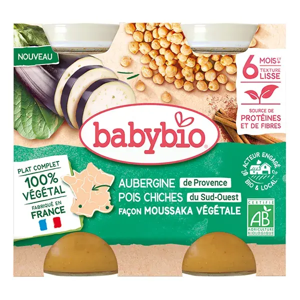 Babybio Moussaka Vegetale Melanzane Ceci Pomodori Bio 400g