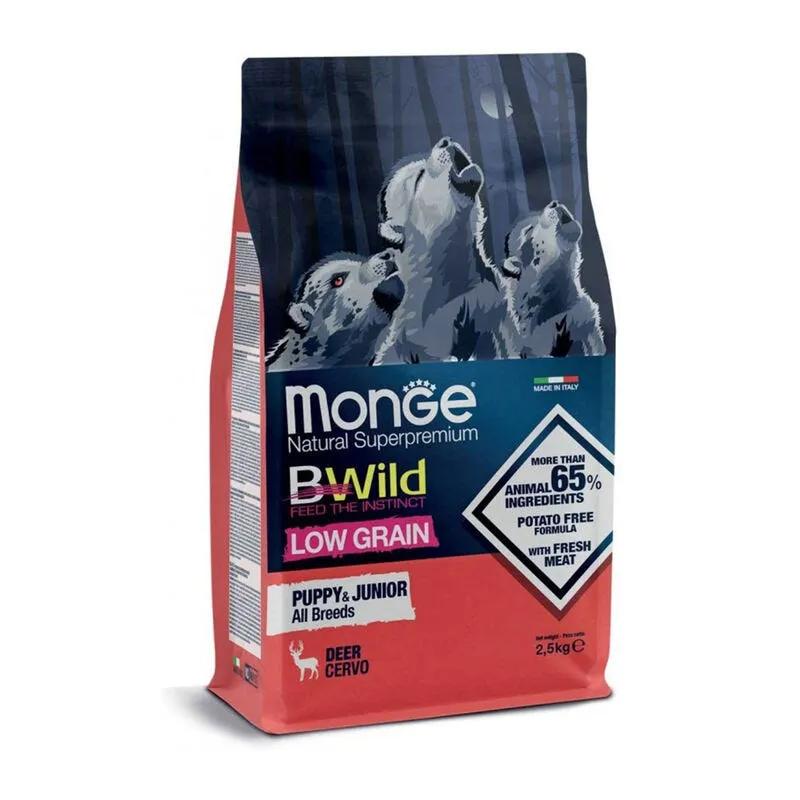 Monge Bwild Low Grain Puppy & Junior All Breeds Con Cervo Cibo Secco Cani Cuccioli Sacco2,5Kg