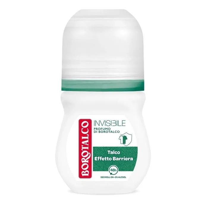 Borotalco Deodorante Roll-On Invisibile Verde con Talco Effetto Barriera Zero Aloni 50 ml