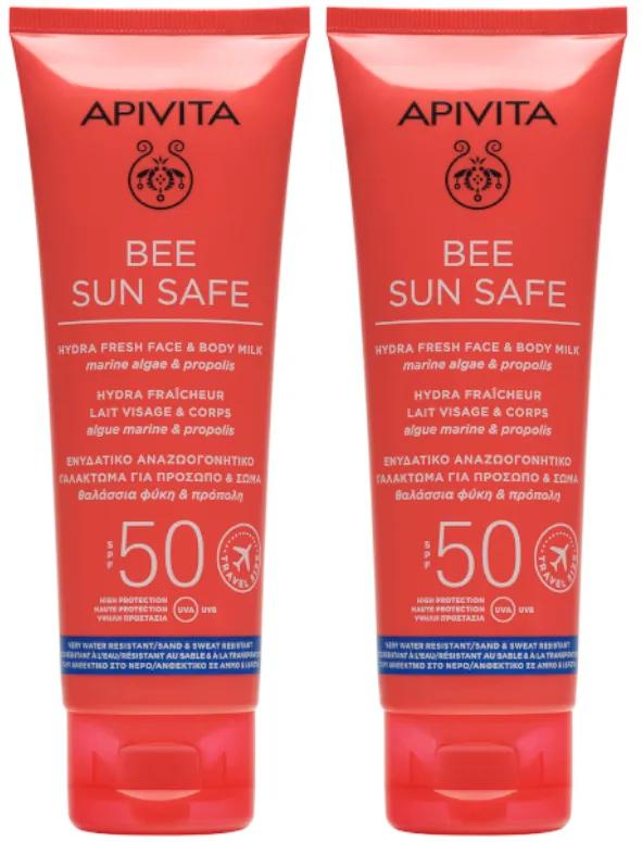 Lait solaire visage et corps Apivita Bee Sun Safe SPF 50, 2 x 100 ml