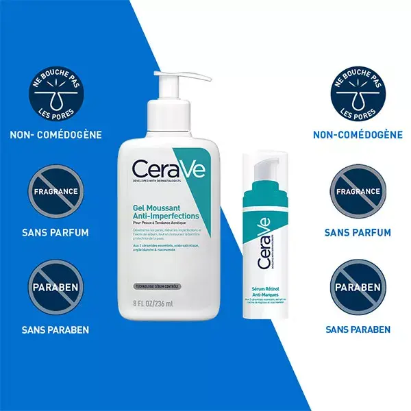 Cerave Routine Visage Anti-Segni Gel Mousse Anti-Imperfezioni 236ml & Siero Retinolo 30ml