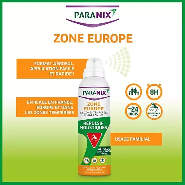 Paranix Répulsif Moustiques dont tigre Zone Europe dès 24 mois Spray 125ml