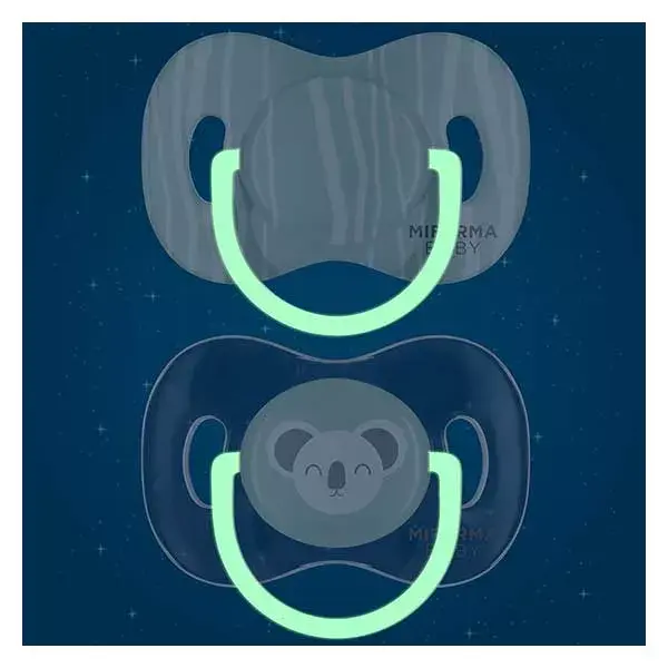Mifarma Baby Sucette Jour et Nuit Physiologique Silicone +6m Panda Vert Lot de 2