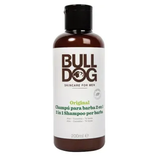 Bulldog Skincare Champú para Barba 2 en 1 Dosificador, Blanco, Aloe Vera, 200 ml