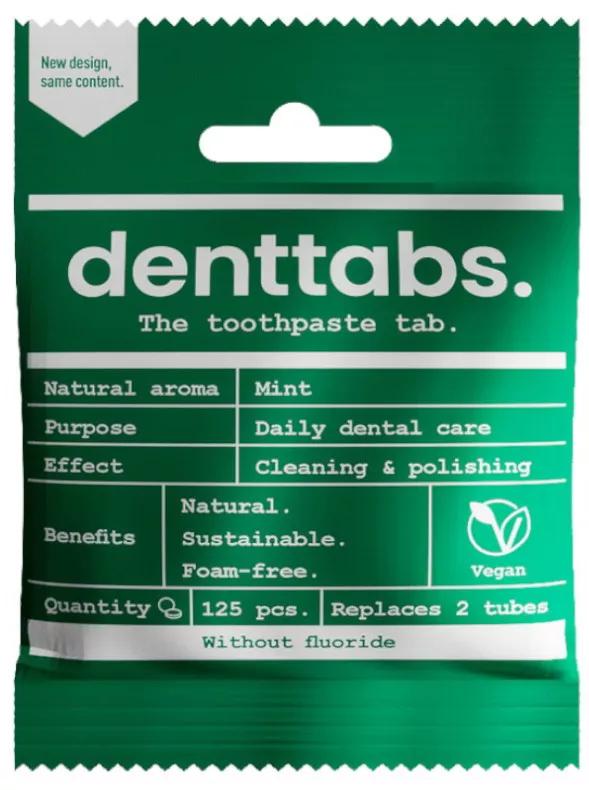 Denttabs Bio-Zahnpasta in Tablettenform ohne Fluorid 125 Einheiten