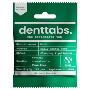 Denttabs Dentífrico en Pastillas Ecológico sin Flúor 125 uds