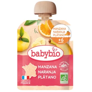 BabyBio Pouche Apple, Orange and Organic Banana +6m 90 gr