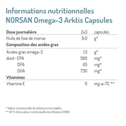 Norsan Omega-3 Arktis 1500mg Huile de Foie de Morue 120 capsules