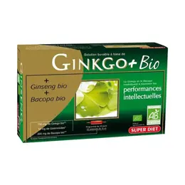 Superdiet Ginkgo + Bio - Ginkgo Ginseng Bacopa - 20 ampoules de 15ml